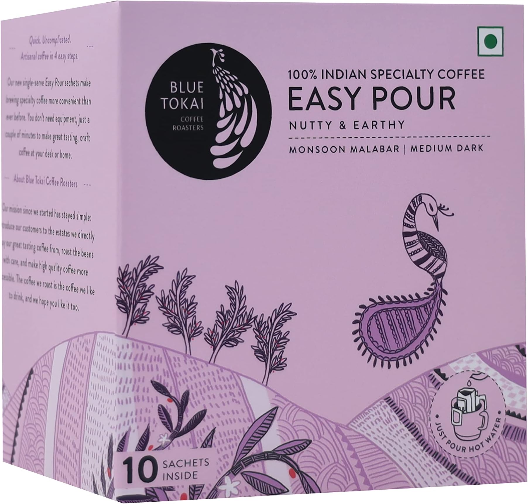 Easy Pour Over Coffee Drip Bags | Monsoon Malabar - Medium Roast | Nutty & Earthy | Pack of 10 | 100% Arabica Specialty Coffee | Ready to Brew in 2min | Just pour hot water