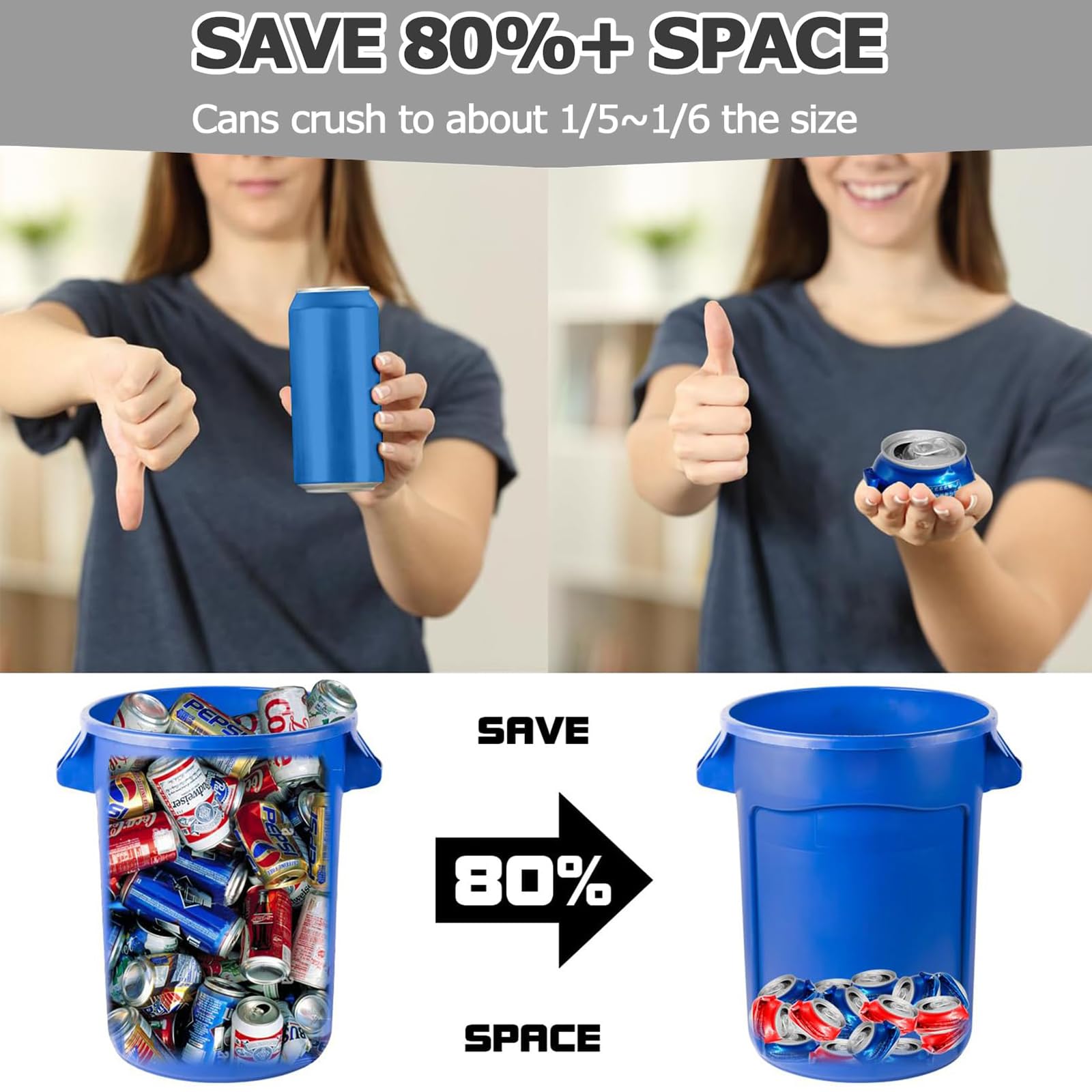 Elektryczna kruszarka do puszek do recyklingu, automatyczna kruszarka na blacie ze stojakiem, miażdży 350 ml puszki 470 ml, napełnia 8 puszek na raz, naścienna puszka do puszek do piwa sody