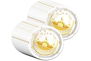 Ramadan Disposable Paper Plates - 7 Inches Round Wood Grain Theme Disposable Plates