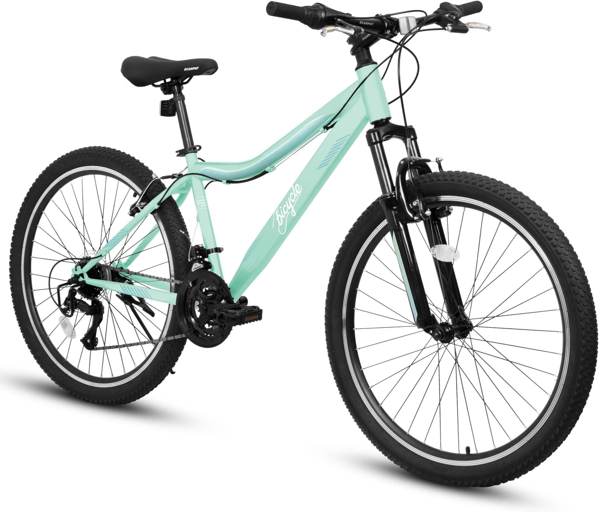 24/26 Inch Mountain Bike, 21-Speed V-Brake, Front Suspension, Carbon Steel Frame Mountain Bike for Teenagers Girls Women Bicycles for Commuting School