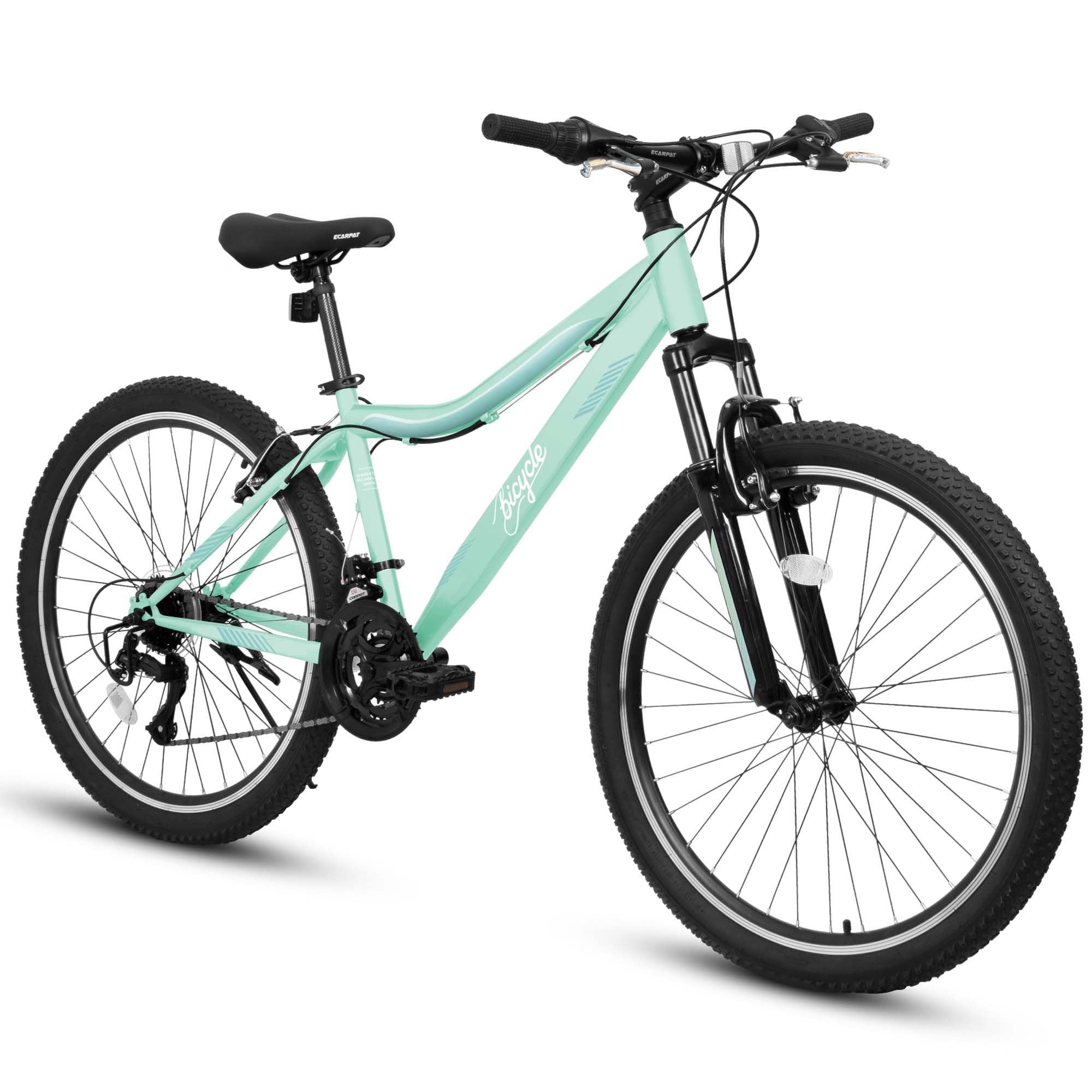 24/26 Inch Mountain Bike, 21-Speed V-Brake, Front Suspension, Carbon Steel Frame Mountain Bike for Teenagers Girls Women Bicycles for Commuting School