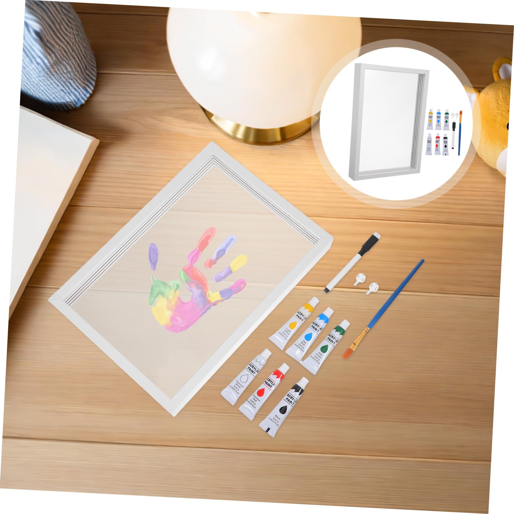 Hemobllo Kit Impronte Famiglia Cornice in Legno per Calchi delle Mani e Foto Ricordo di Famiglia per Anniversari e Shower