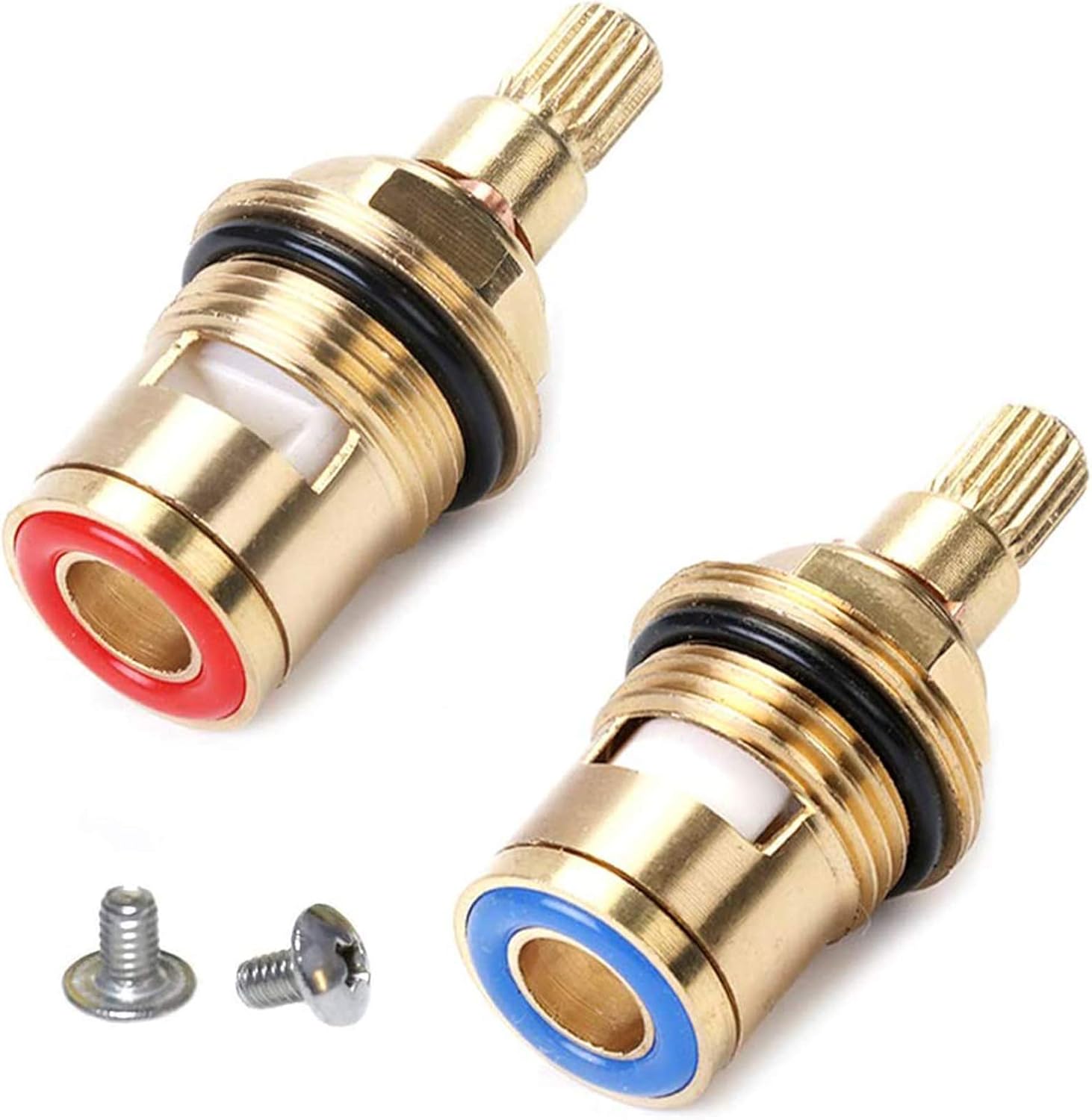 2 Pcs Tap Valves Replacement, Brass Ceramic Faucet Valve Core, Quarter