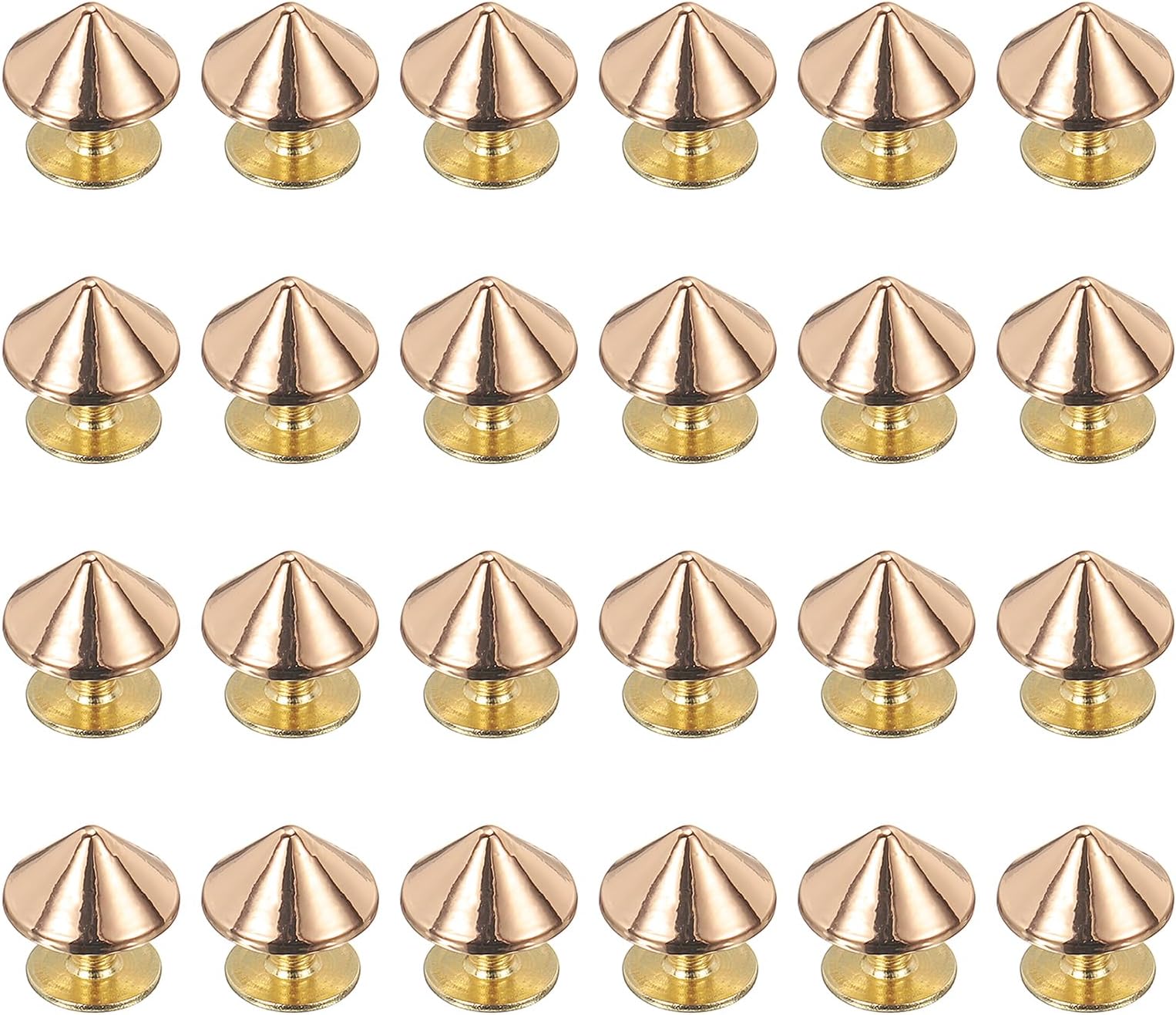 – sourcing map 24 Pcs Cone Spikes and Studs Kit, 10mm Metal Spikes and Screw Back for Clothing Leather Crafts Fabric Shoes Punk Bags Leathercraft, Gold