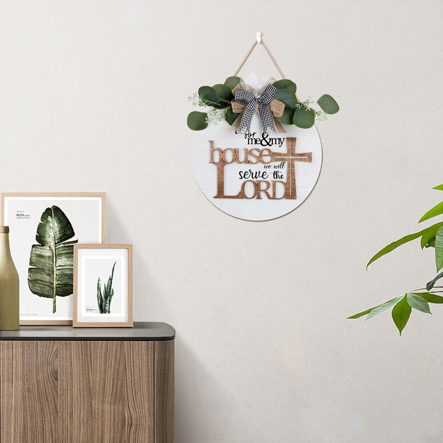 TOARTi House Wood Sign,3D As For Me And My House We Will Serve the Lord Religious Christian Door Decor,11.4" Farmhouse Bible Verse Scripture Wall Sign,Rustic Jesus Cross Decor for Home Office - Image 4