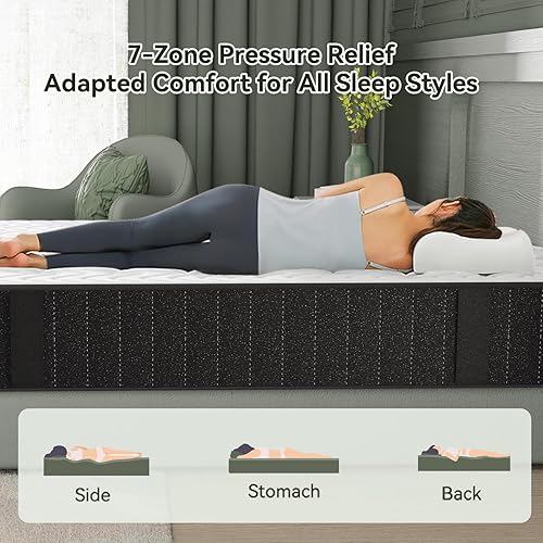 Miniatura 4 de Colchón de espuma viscoelástica tamaño King de 10 pulgadas, colchón refrescante con infusión de carbón en una caja, firmeza media para aliviar el