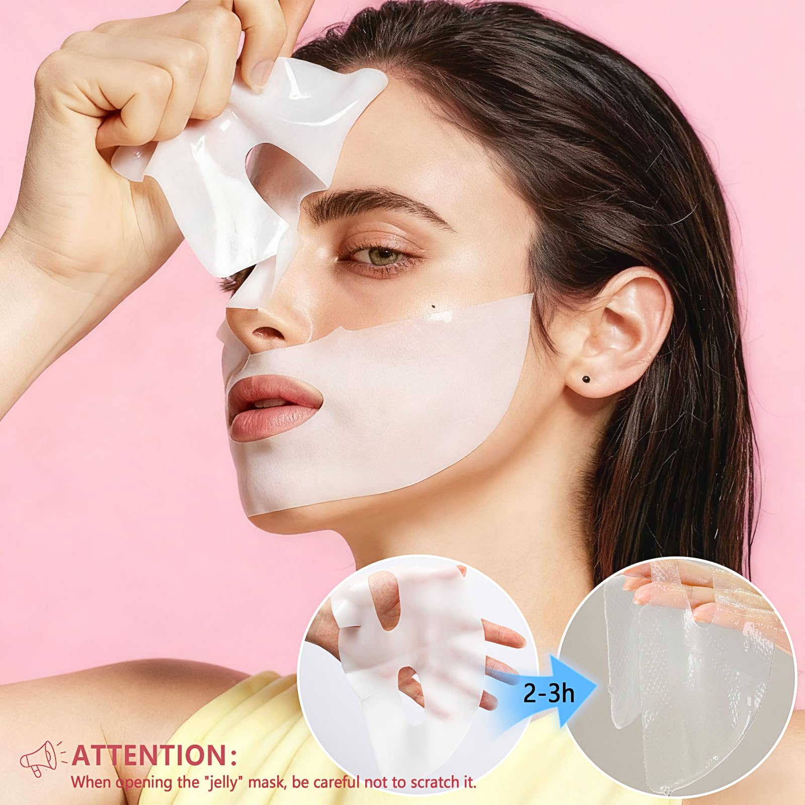 8 Pezzi Bio-Collagen Real Deep Mask, Bio Collagen Overnight Face Mask, Maschera Viso Coreana Overnight, Maschera Idratante, Migliora L'elasticità e Riduce le Linee Sottili, Tutti i Tipi di pelle