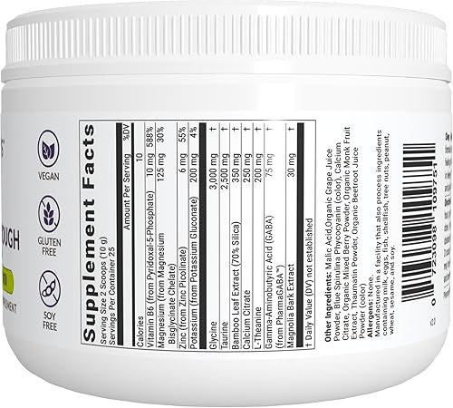 Miniatura 9 de BiOptimizers Sleep Breakthrough 2.0 - Suplemento de apoyo natural  Ayuda calmante para adultos  No forma hábito  7.14 oz en polvo Blue Berry Dreams