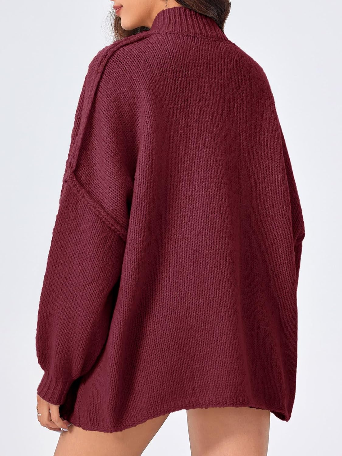 Saodimallsu Womens Oversized Cardigans Long Lantern Sleeve Button Down Chunky Knit Loose Fall Sweater Coats - Image 5