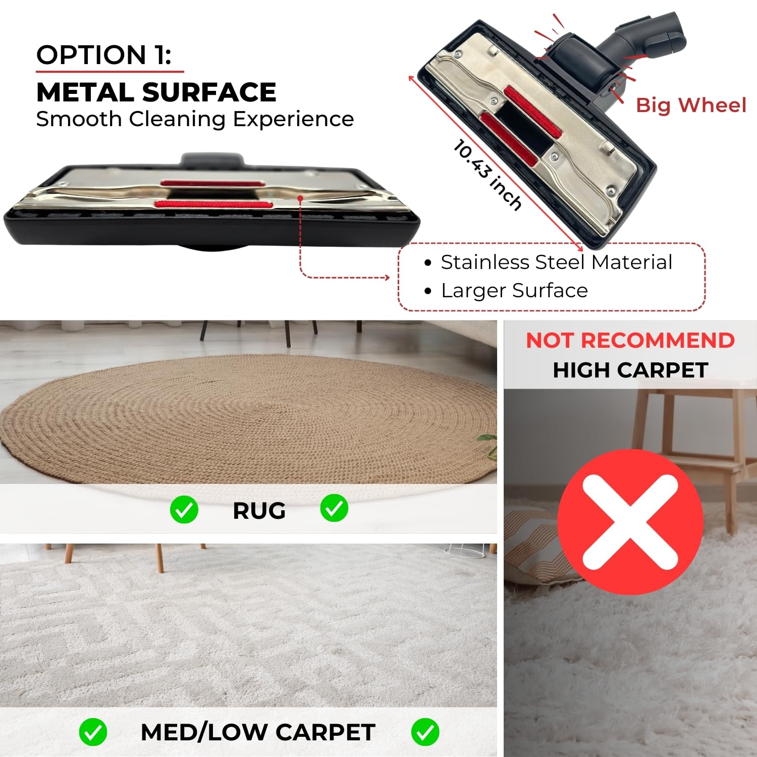 For Miele Vacuum Attachments Accessories 1-3/8'' Inner Diameter Compatible with Miele C1 C2 C3 Vacuum Cleaners -Household Cleaning Attachment Kit (Vacuum Brush Head Dual Mode)
