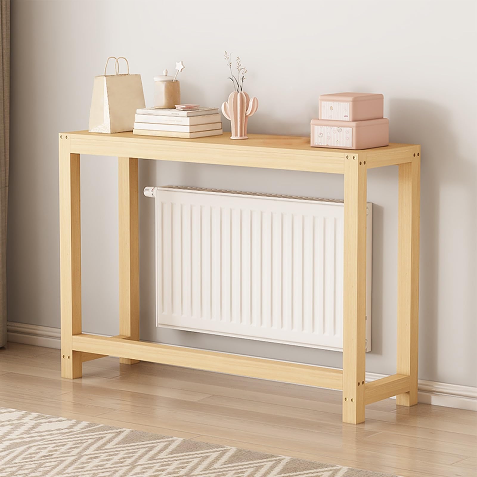 Copertura per termosifone in legno massello, elegante consolle per soggiorno e camera da letto, piedini antiscivolo, 80 x 30 x 70 cm, elegante copertura riscaldante per l'arredamento della casa