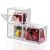 Purse Organizer for Closet, Purse Storage Organizer for Handbag Organizer, Clear Acrylic Display Case with Magnetic Door, Plastic Storage Bins for Book, Collectibles, Cosmetic (3 Pack)