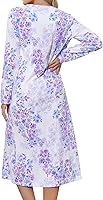 Vista 5 de JRYNOEU Camisones largos de algodón para mujer, vestidos de noche de manga larga, ropa de dormir de longitud completa, camisón suave para descansar