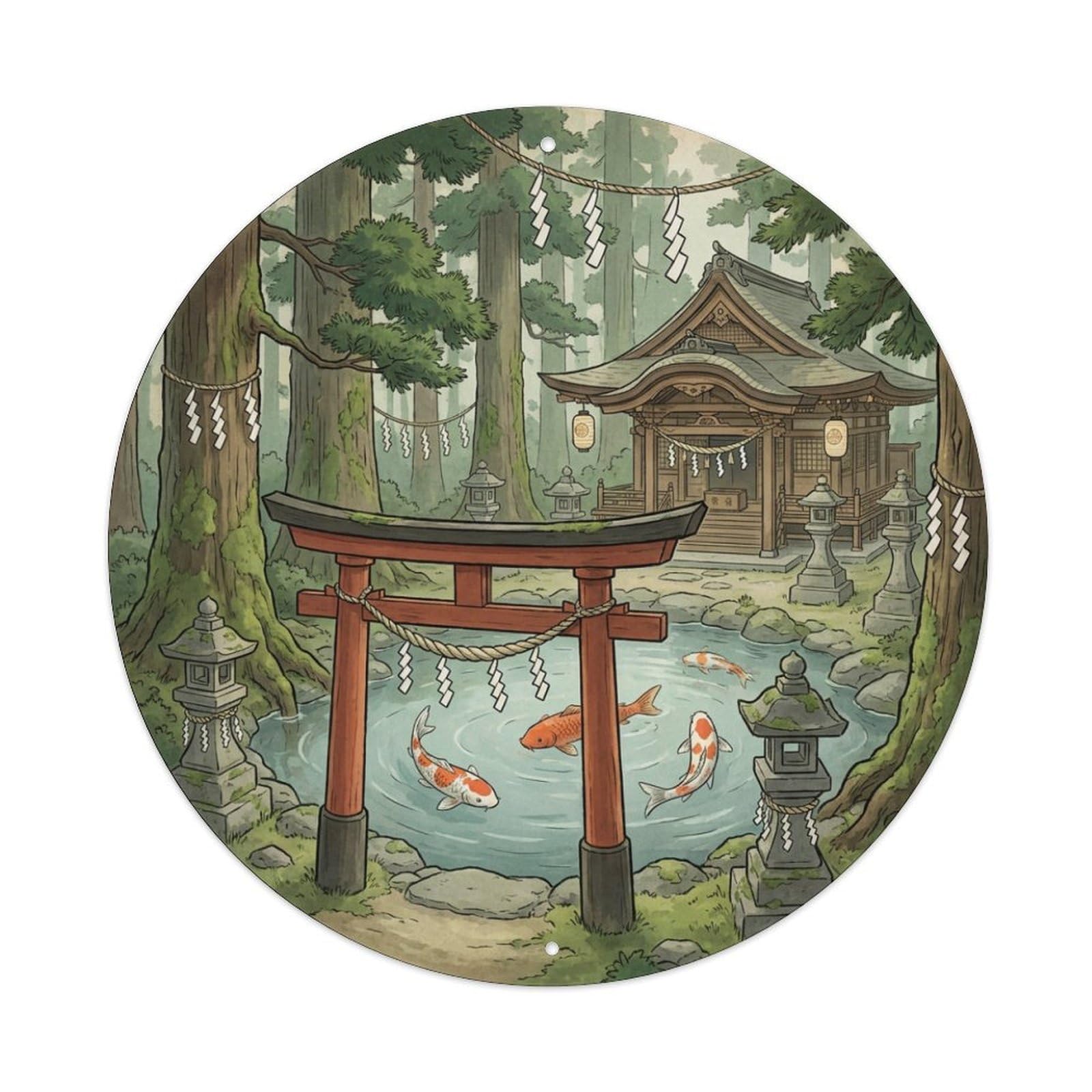 Galvaxio Style Japanese Koi Fish Sacred Rope Shrine Spiritual 1 Metal Tin Sign