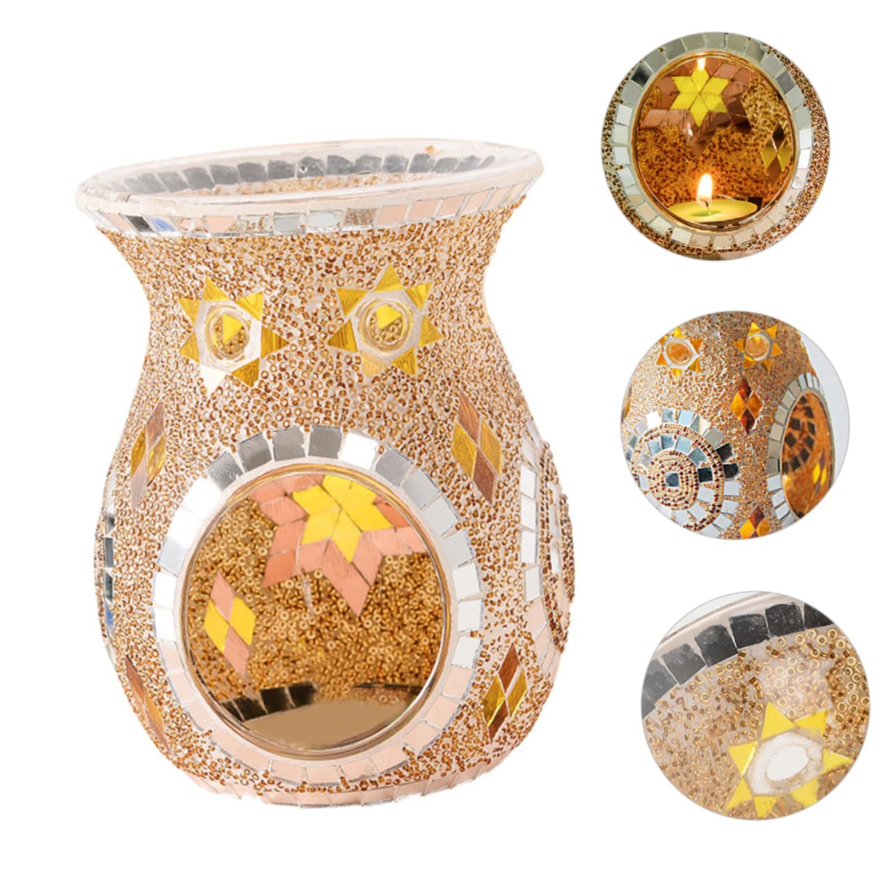 Cabilock 1 Pc Brûleur d'aromathérapie en Verre réchauffeur d'huiles essentielles Centre de Table photophore Chandeliers bougeoirs Ornement décorations de Mariage brûleur à Huile Essentielle