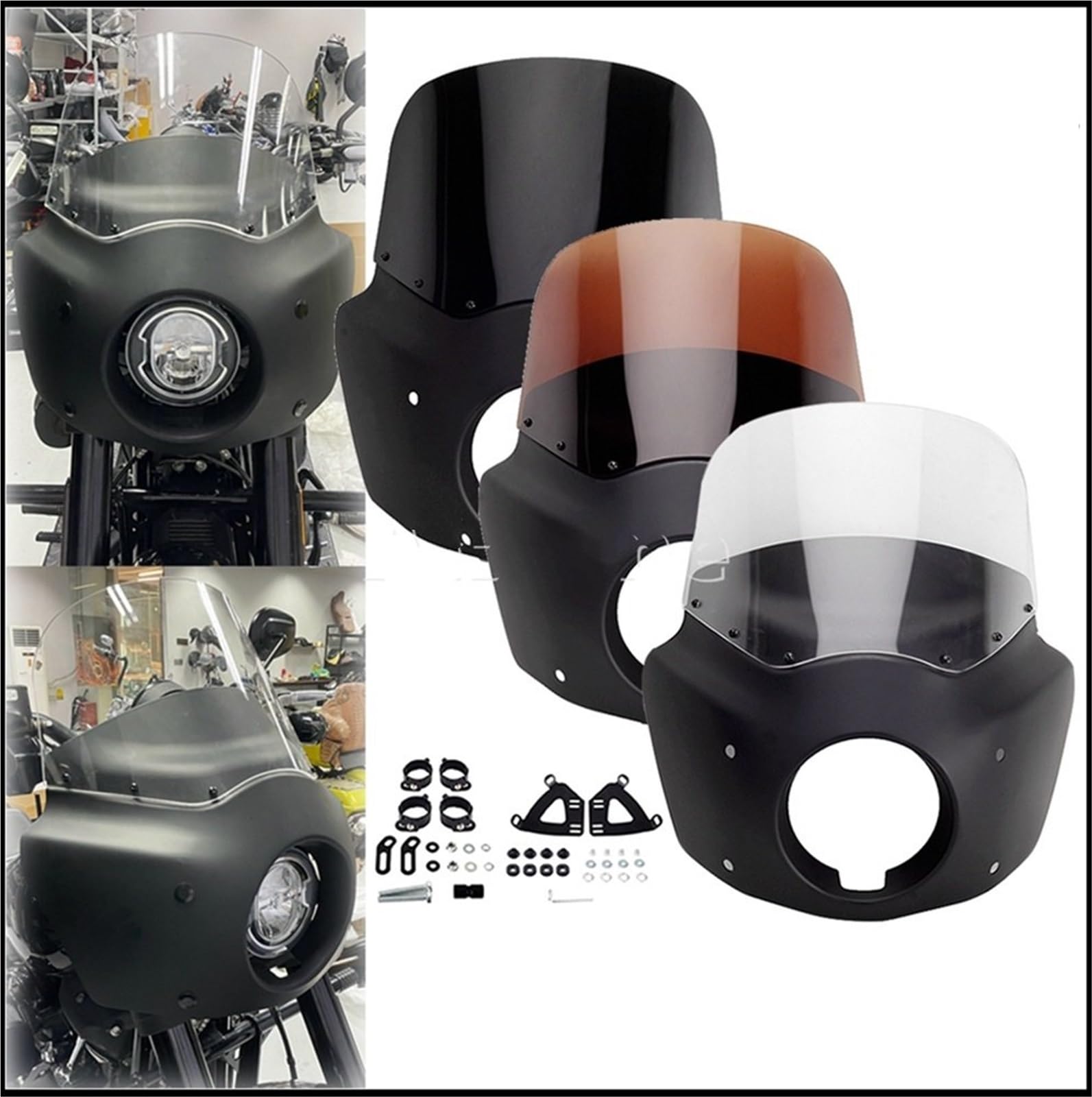 Owiewki motocyklowe Pasuje do Harley Softail M8 Low Rider S 114 117 2020-2022 2023 Osłona szyby przedniej 5,75 cala Winglets spojler(12 inch Black)