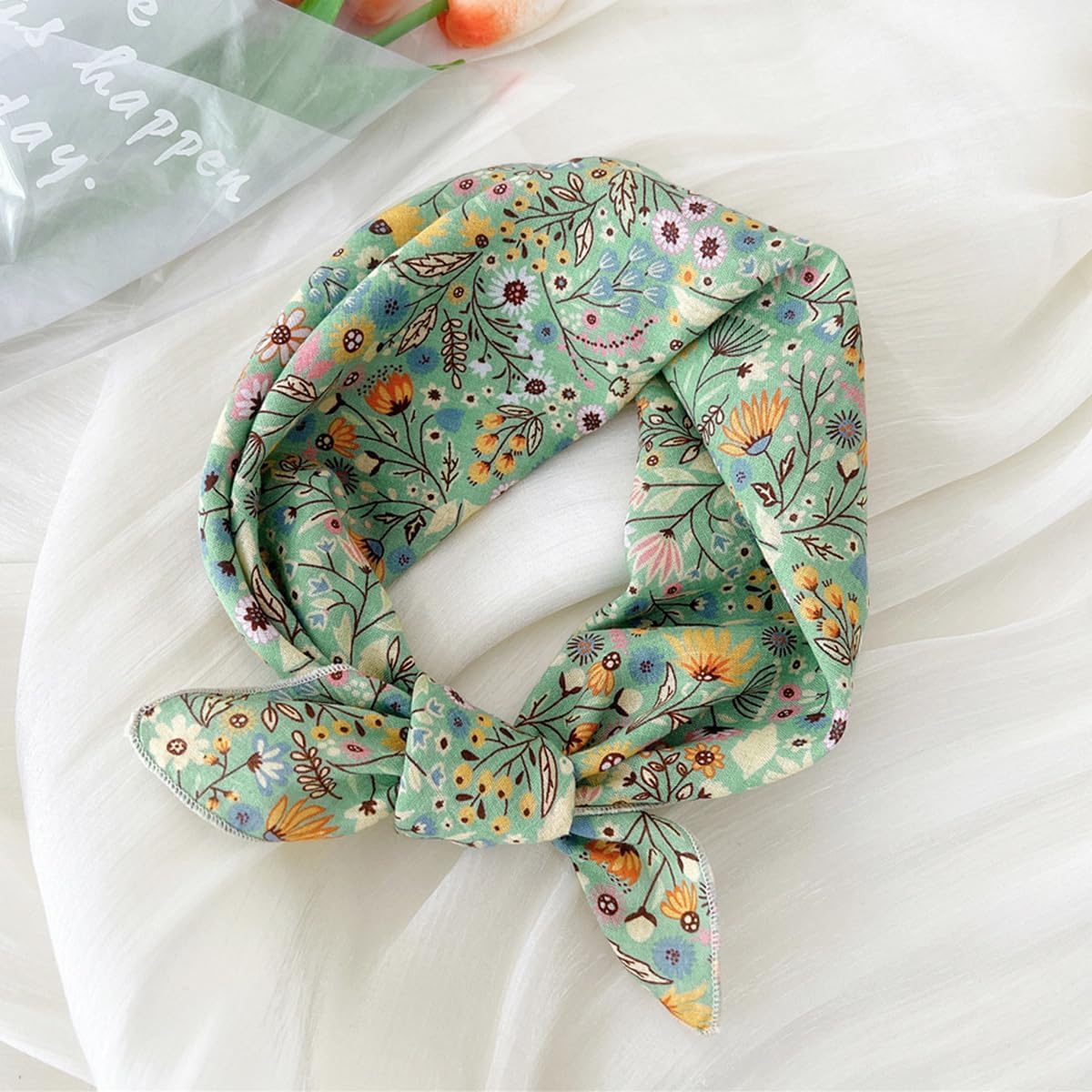 Cotton-Blend Bandana, Head Scarf, Headband, Head wrap, Hair Neck Scarf for Women 22 x 22 inch - Image 5