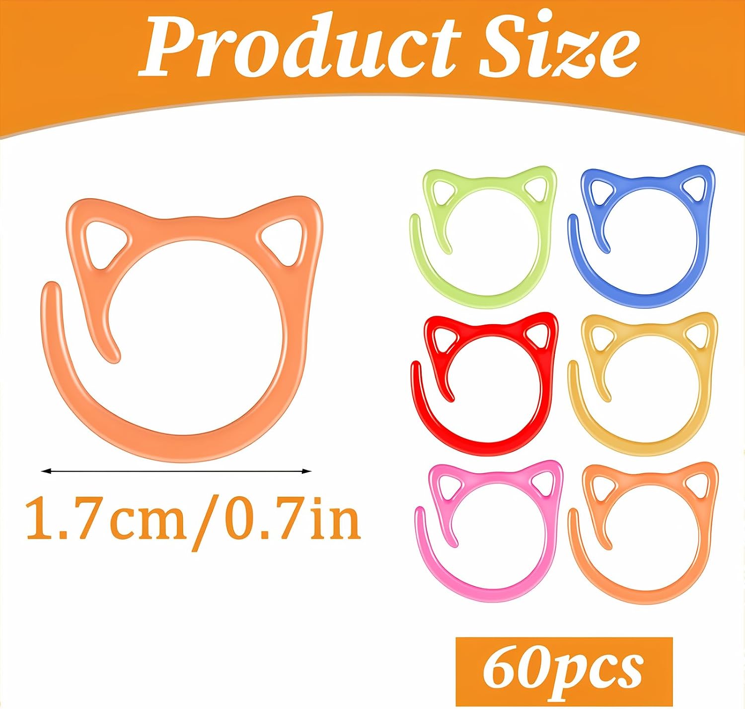 60Pcs Cat Stitch Markers, Metal Multicolor Crochet Stitch Markers