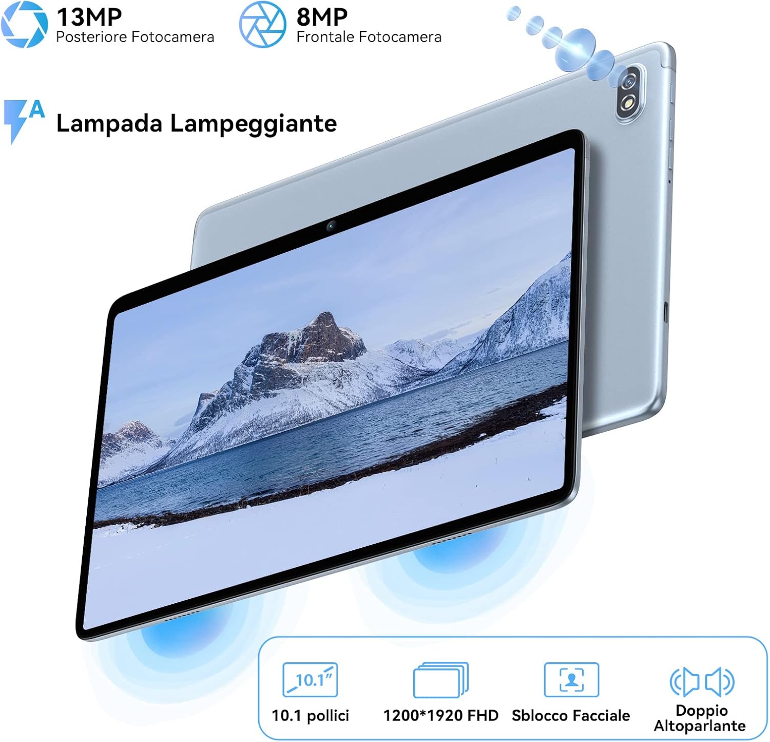 Blackview Tab 7 Pro Tablet 10 Pollici Android Tablet 4G LTE 128GB(TF 1TB), Octa-Core, 5G WiFi, 6580mAh,13MP+8MP, 1920 * 1200 FHD+, Tablet PC Dual SIM/OTG/GPS/BT5/Type C/3.5mm Headphone Jack