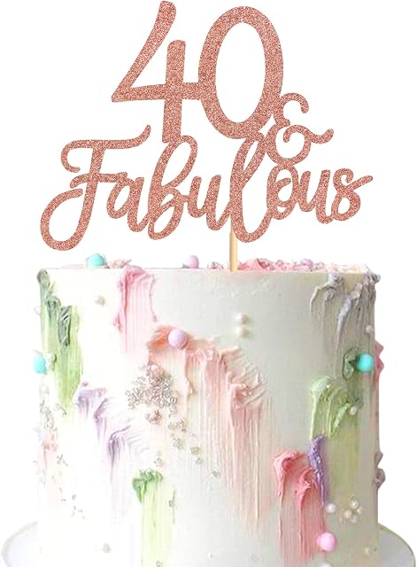 3Pcs 40 & Fabulous Cake Toppers 40 and Fabulous Cake Toppers for Happy 40th Birthday Cheers to 40 Party Decorations 40 Anniversary Birthday Cake Decorations Supplies