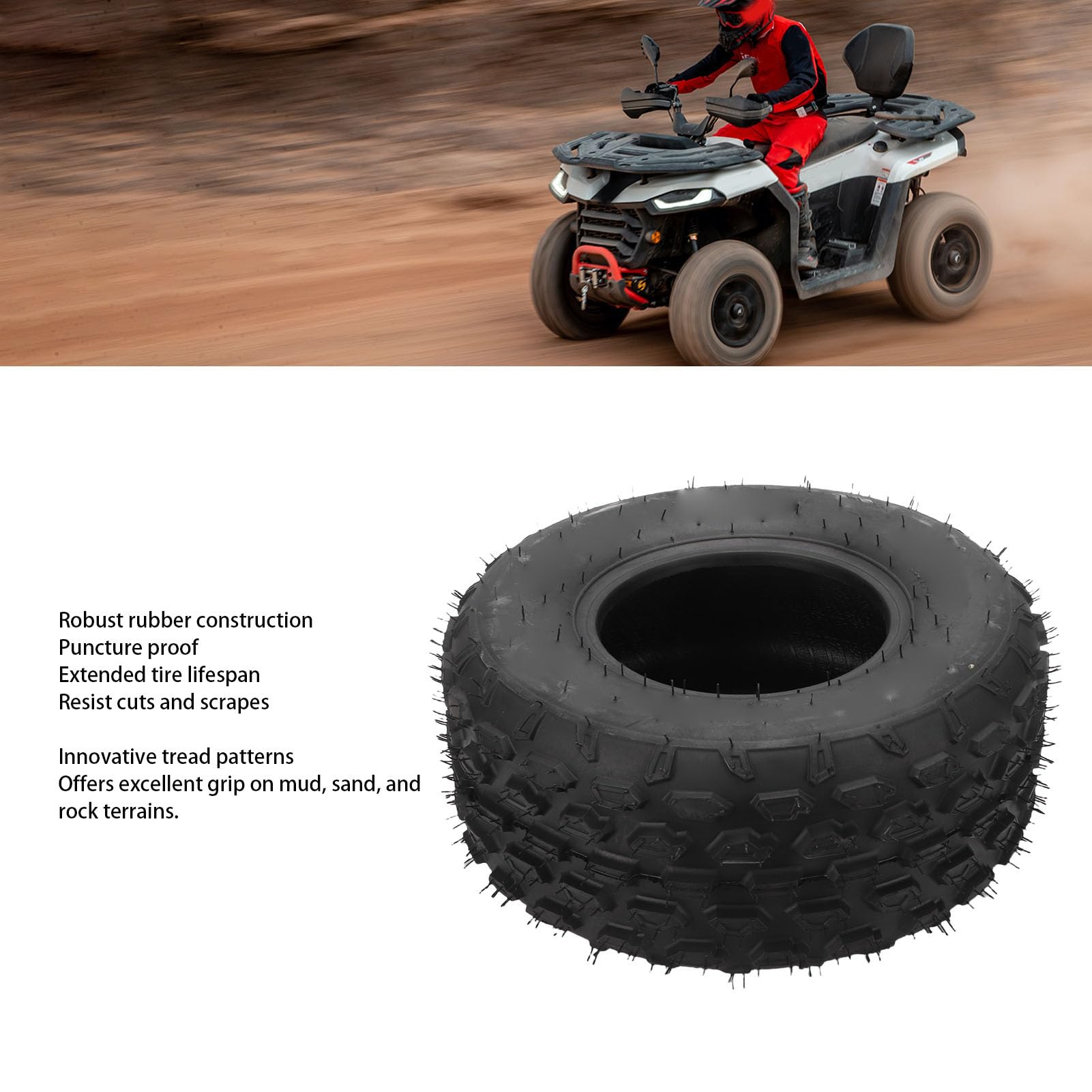 Pneumatico ATV UTV 19x7-8, Pneumatico per Vuoto Antiscivolo a Prova di Foratura a 4 Strati per Carichi Pesanti con Trazione della Spalla Migliorata per ATV Quad Off Road Go Kar