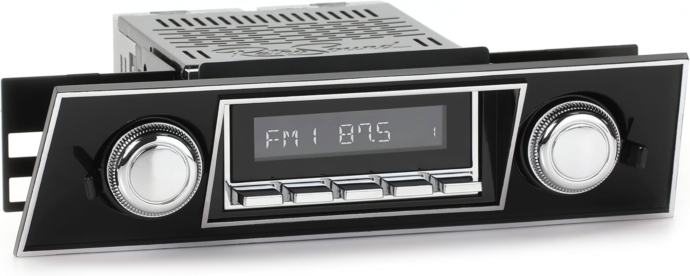RetroSound HC-401-03-93 Hermosa Direct-Fit Radio for Classic Vehicles (Chrome Face and Buttons, Black Faceplate)