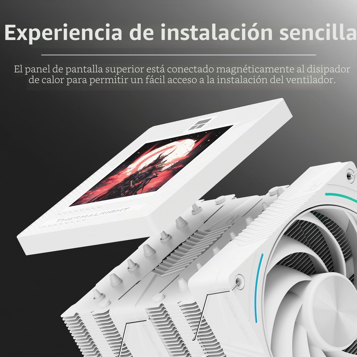 TR Phantom Spirit 120 Vision Snow - Disipador de calor para CPU de escritorio con doble ventilador PWM, enfriador de pantalla magnético de 3,95 pulgadas, resolución de 480 x 480, para LGA1851/1700, AM