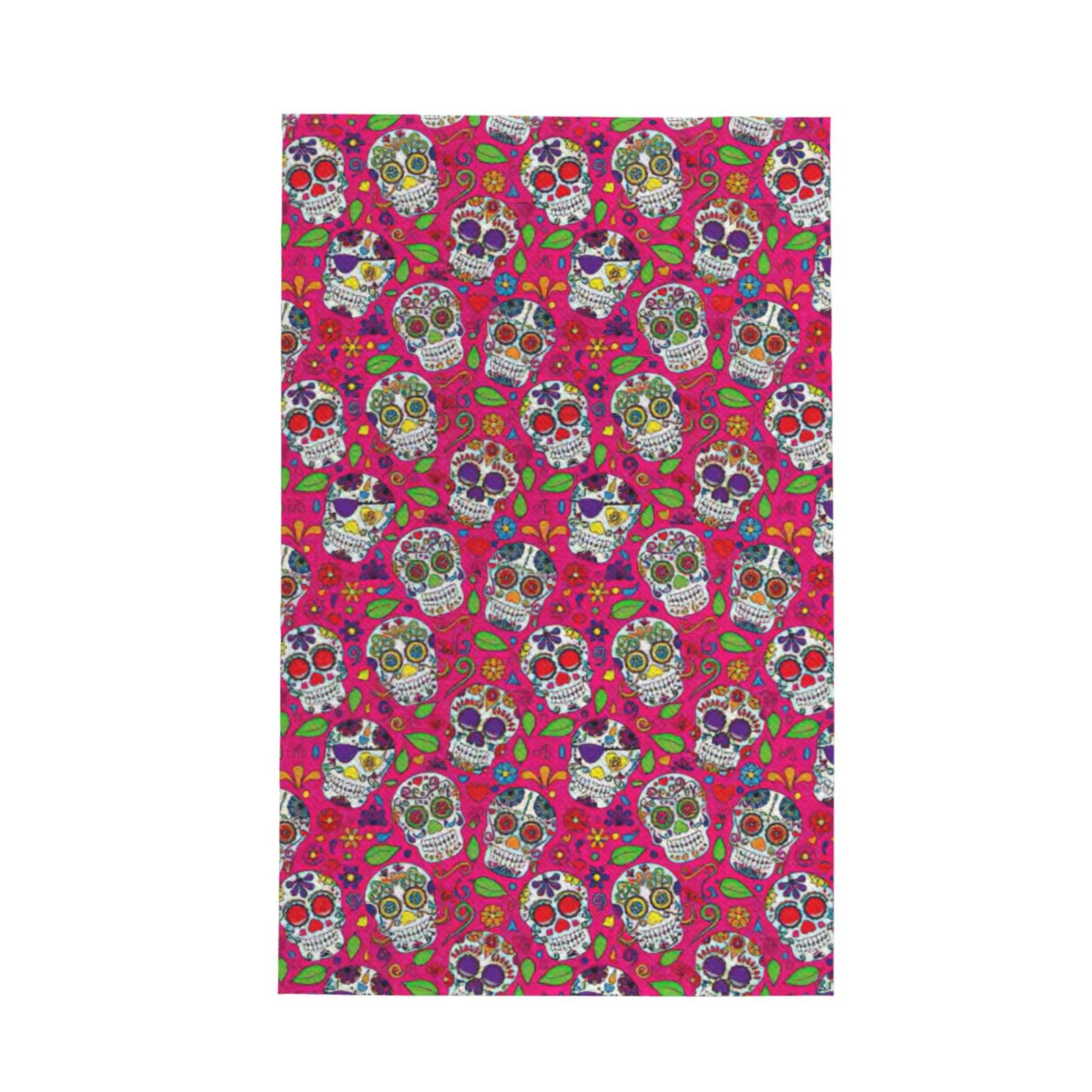 CKGODGF Skull And Green Leaves Print Absorbent Waffle Dishcloths,Kitchen Towels With Hanging Loops,Tea Towels.