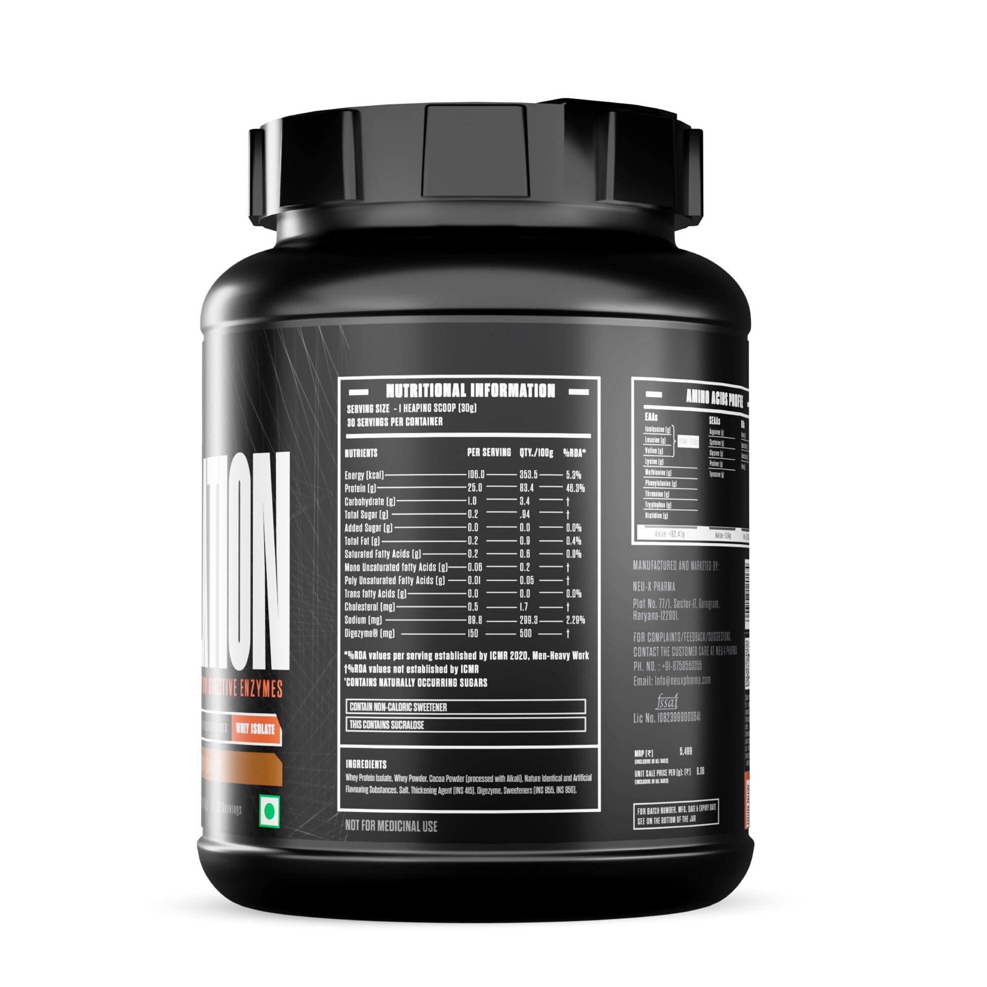 The Isolation Pure Whey Isolate With Digestive Enzymes | 25g Protein | 5.6g BCAAs | 150mg Digestive Enzyme | Zero Added Sugar | Whey Isolate (907 gm, Chocolate) — Amazon image 2