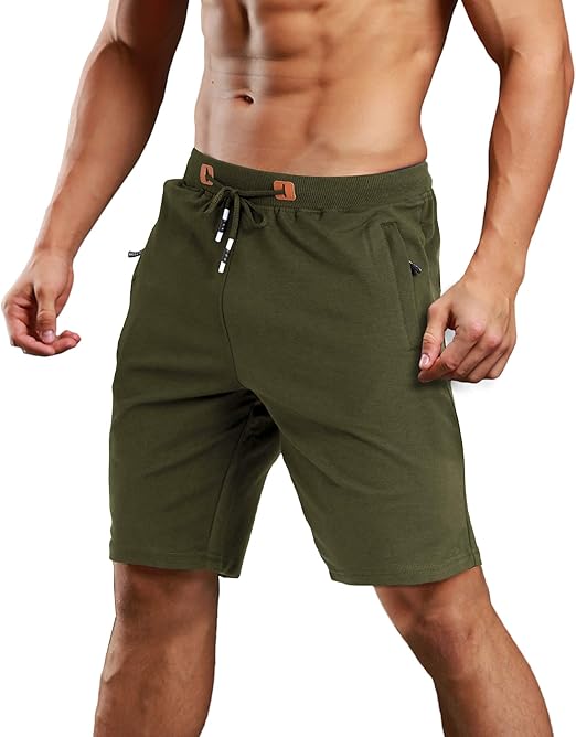 Men's Summer Running Shorts Elastic Waist Cotton Gym Shorts