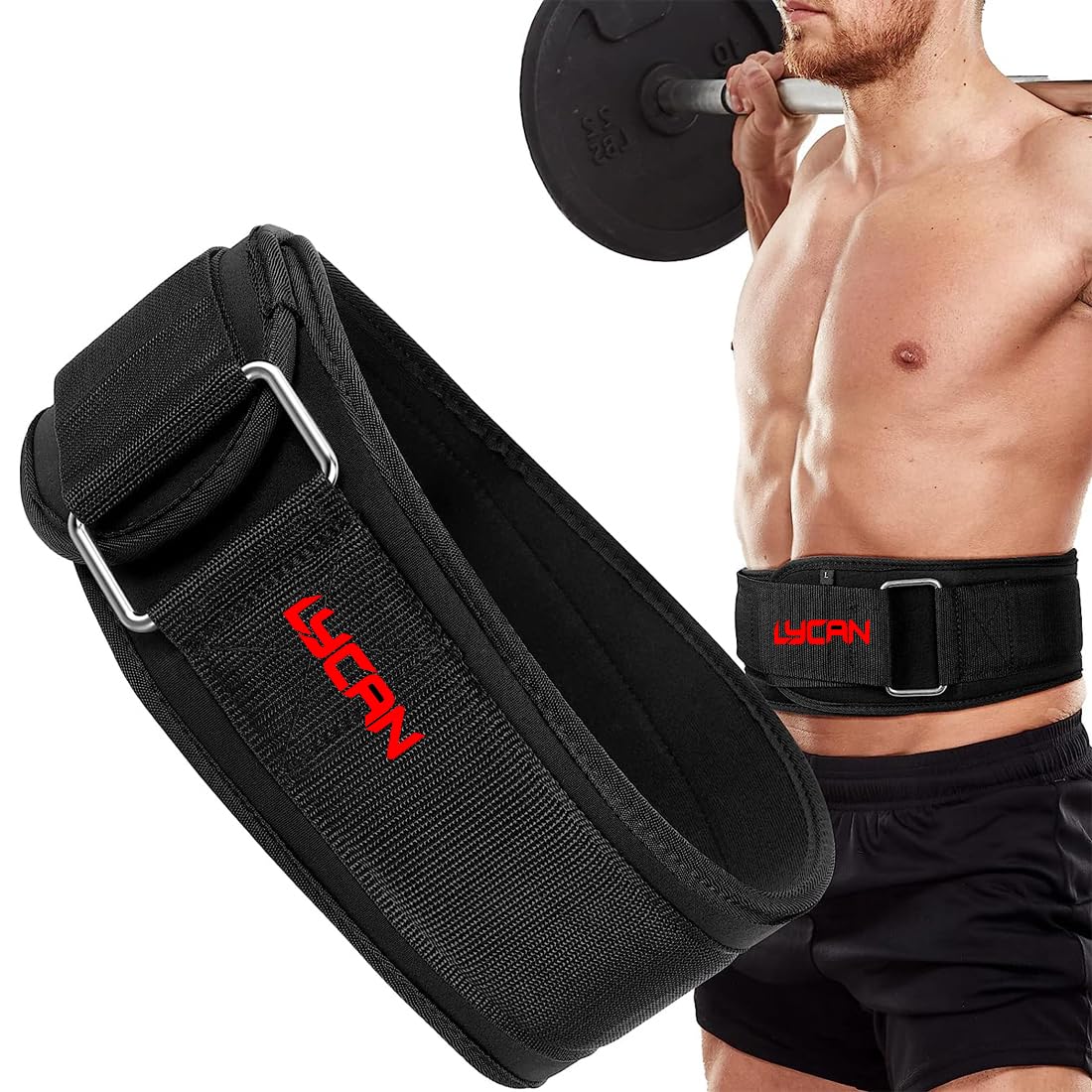 LYCAN 4 Inches Unisex Weightlifting Gym Belt with PU-Foam Padded Comfort For Fitness Workout, Moisture Wicking Lining, Washable Fabric, Hook & Loop Closure (L (FITS 32-36 INCHES), BLACK) (B0CCRRN6FG) Amazon Price History, Amazon Price Tracker