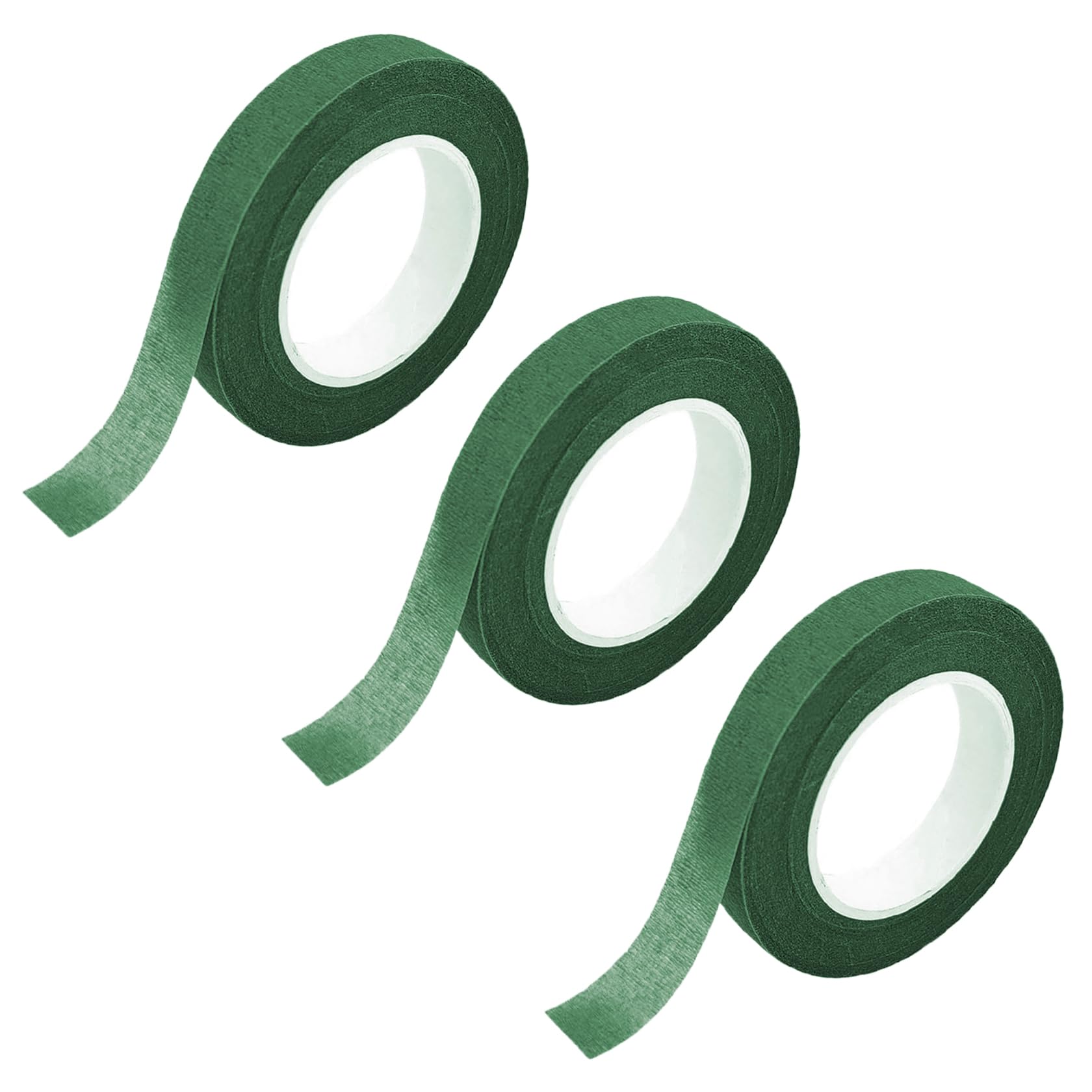 Qikaara 3 Rolls Florist Tape Green, 12 mm x 27 m Floral Tape for Bouquet Stem Wrapping Flower Arrangement