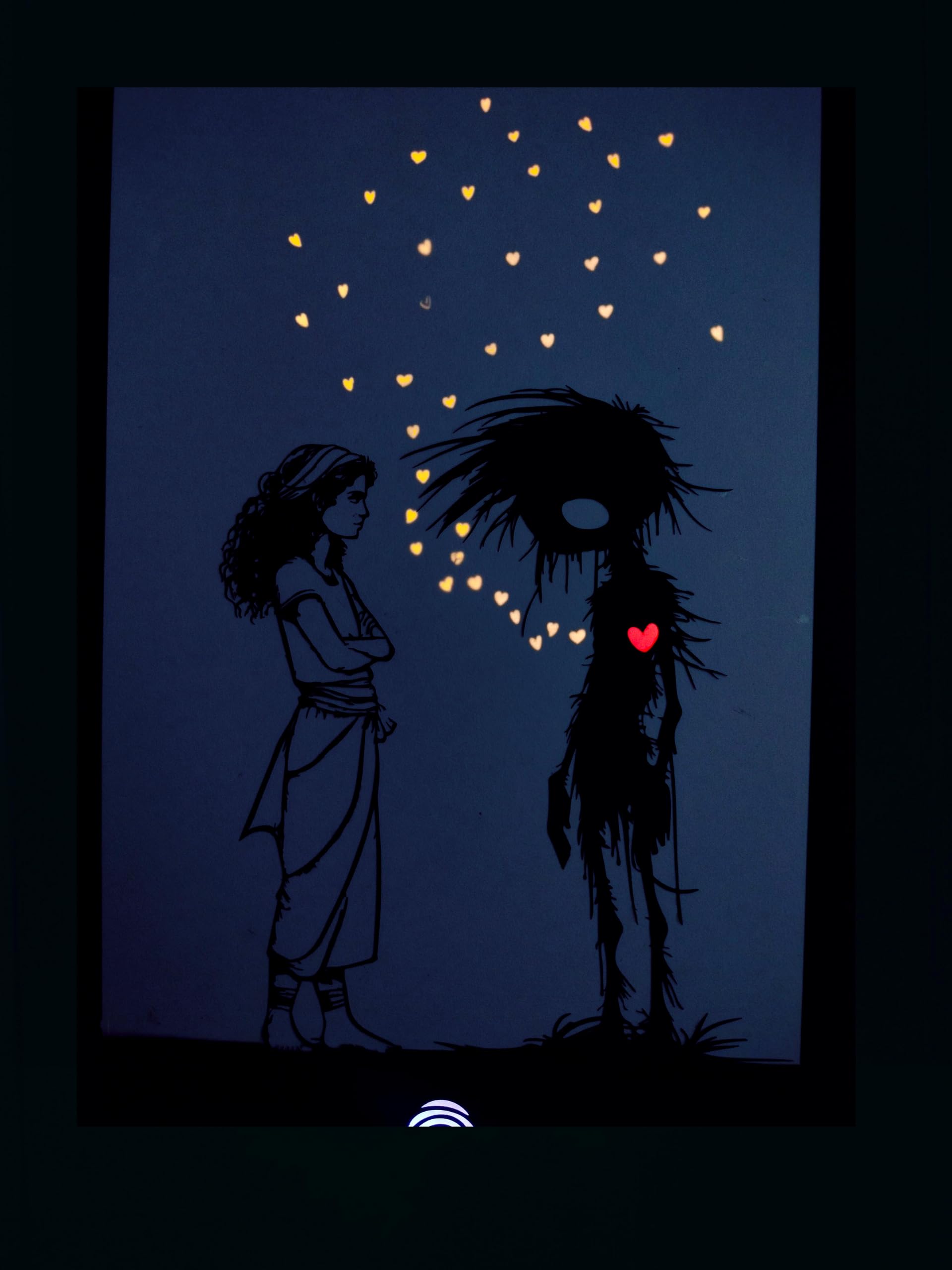 LightMask - Beyond Imagination Cute Blind Innocent Love | 11.6x15.6 Inch LED Shadow Box – Heartfelt Lightbox Art of a Boy Expressing Deep Love, Illuminated Wall Art for Home & Gift Decor