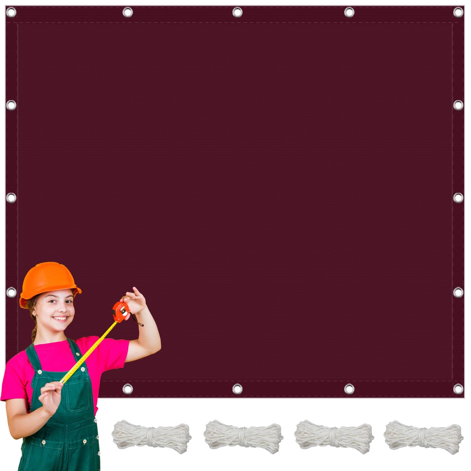 Voile d'ombrage imperméable carré résistant aux UV et intempéries 4 x 5,5 m