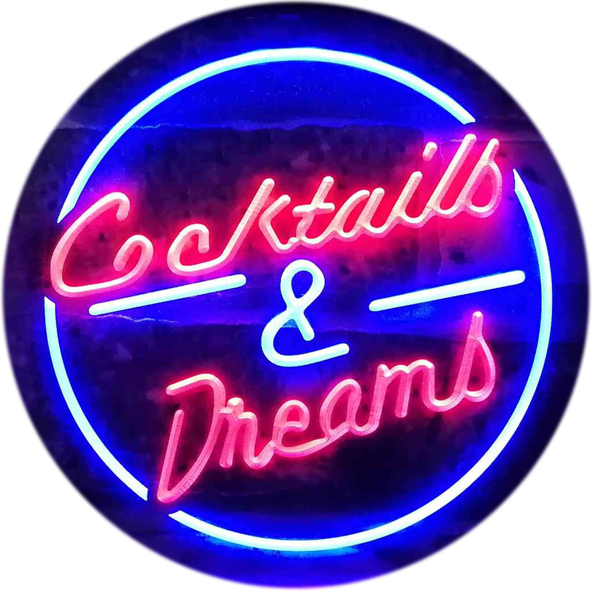 Advpro Blue & Red Cocktails & Dreams Bar Decoration Dual Color Led Neon Sign 400 X 300Mm St6s43-I0079-Br