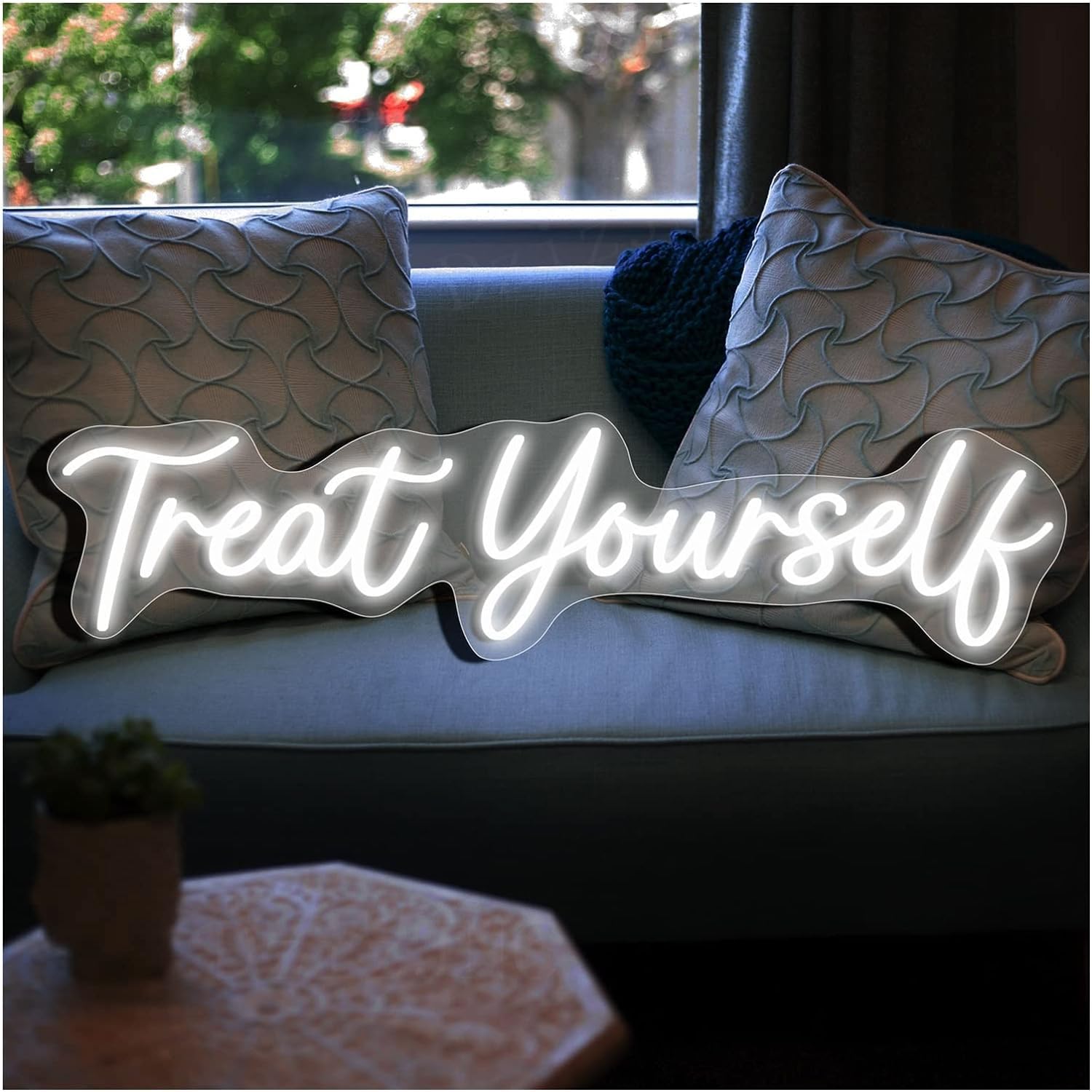 WaiDXn LED Neon Light Sign Treat Yourself Neon Signs Lights Handmade Led Neon Sign for Bar Decor(77X21cm)
