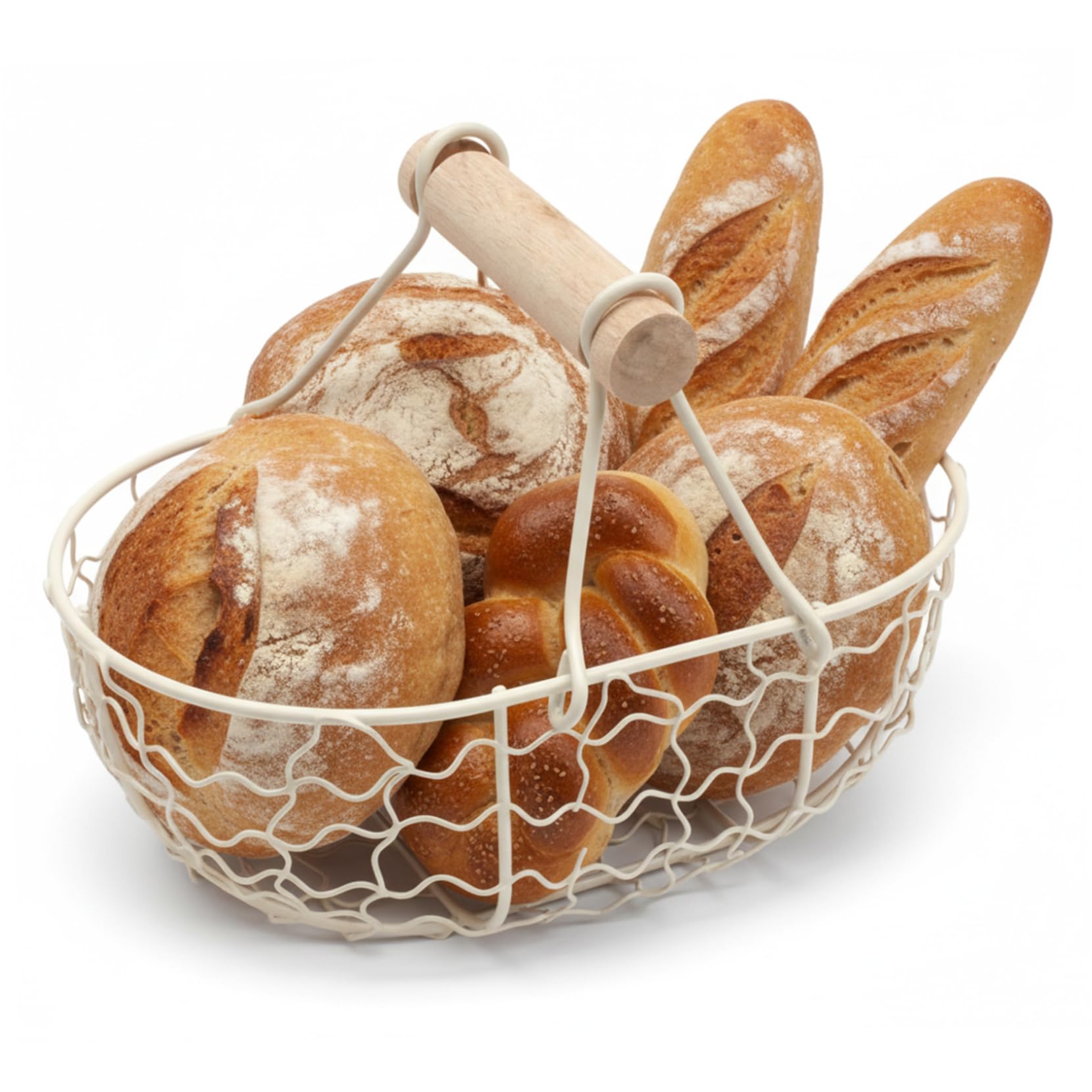 Uanqfegy Egg Basket - Small Farmhouse Wire Basket with Wooden Handle, Rustic Countertop Holder for Gathering Fresh Eggs
