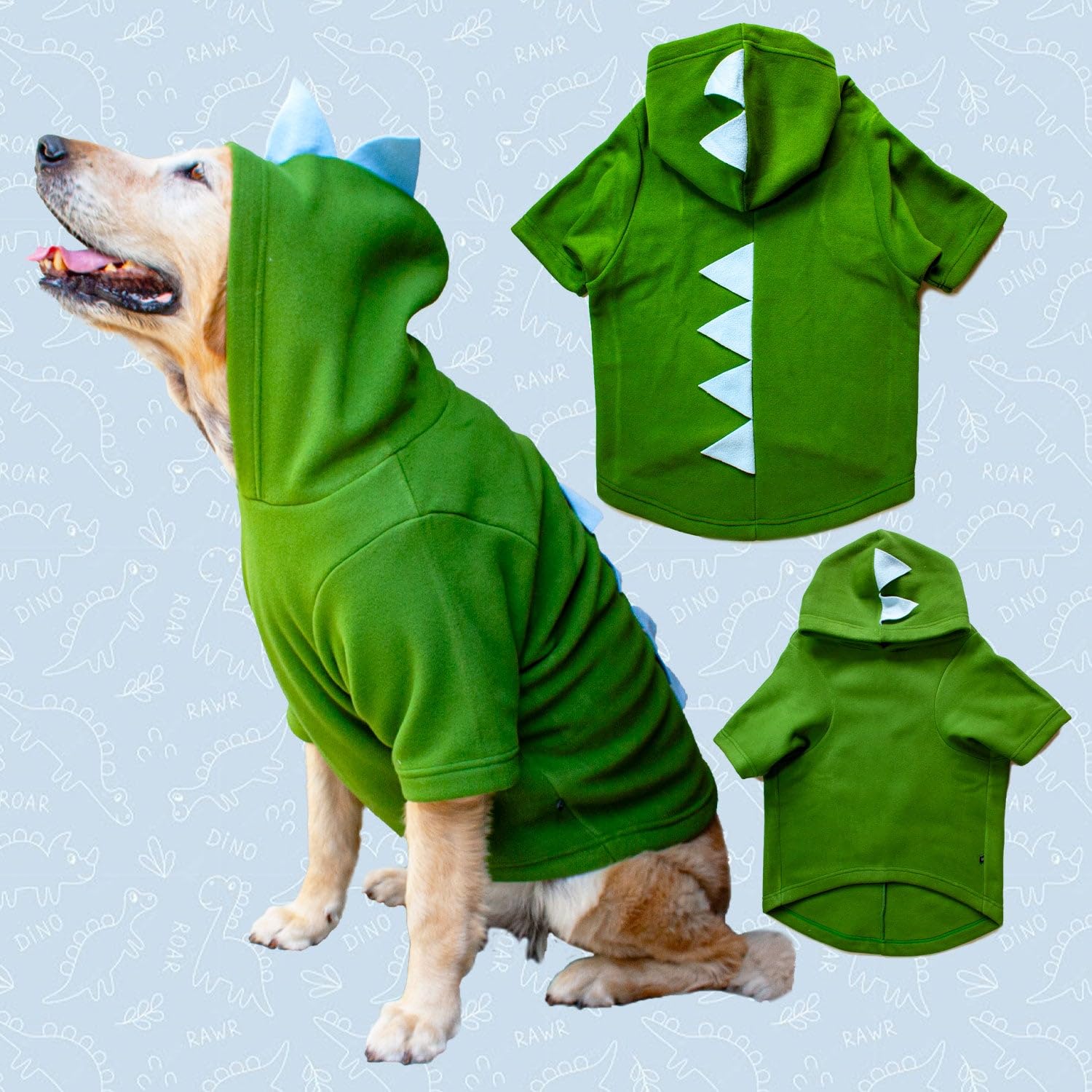 Ruse Dinosaur Winter Polar Sweatshirt Hoodie Costume Windproof Dog Clothes for Small Medium Large Dog Sweater Lightweight Cold Weather for Dogs. (Polar Green/XS) (B0CR6MZRQB) Amazon Price History, Amazon Price Tracker