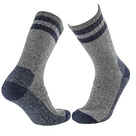 Cerebro Merino Wool Socks for Men, Cushioned Mid-calf Socks Moisture Wicking Men\'s Hiking Socks for Home, Trekking, Outdoors (1Pairs LittleGrey)