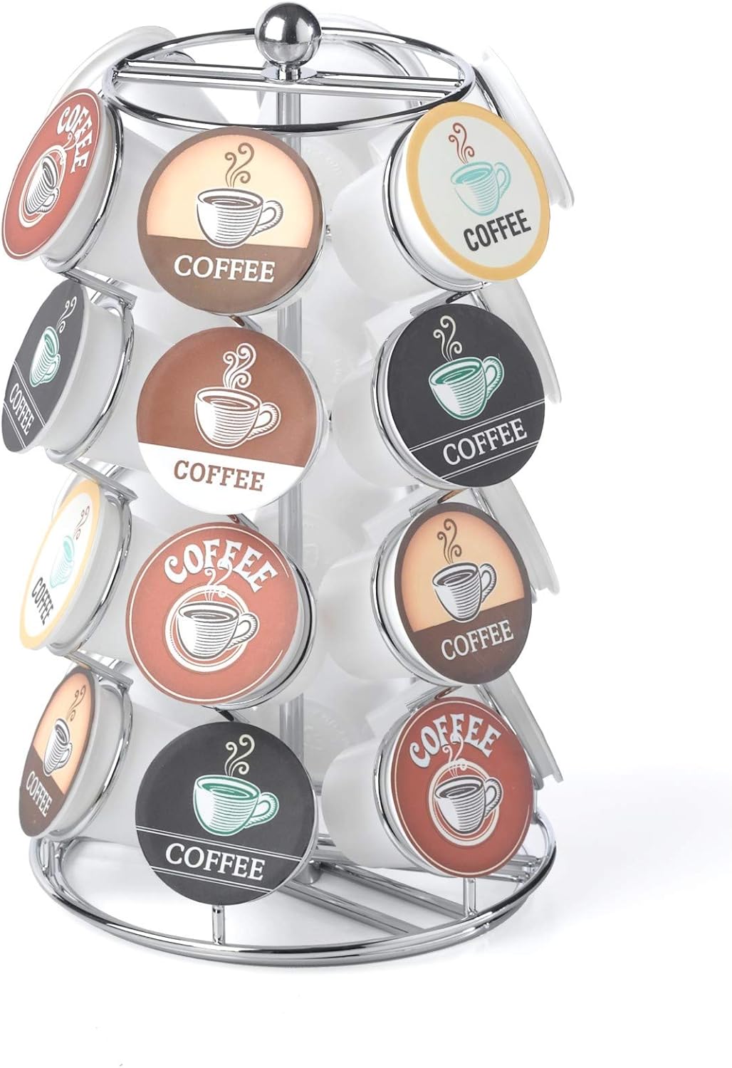 Nifty Coffee Pod Carousel – Compatible with K-Cups, 24 Pod Pack Storage, Spins 360-Degrees, Lazy Susan Platform, Modern Chrome Design, Home or Office Kitchen Counter Organizer: Keurig Storage: Home & Kitchen