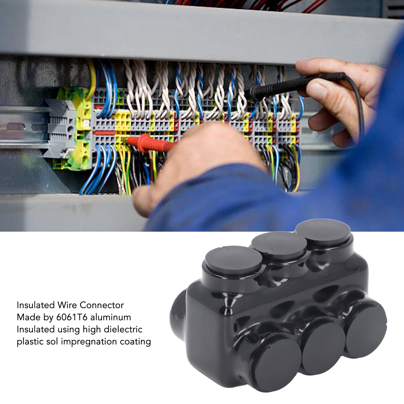 Tissting Conector de cable aislado de 3 puertos - Conector de empalme múltiple para cables de cobre y aluminio, tamaño 3/8 pulgadas, recubrimiento de vinilo, certificación UL