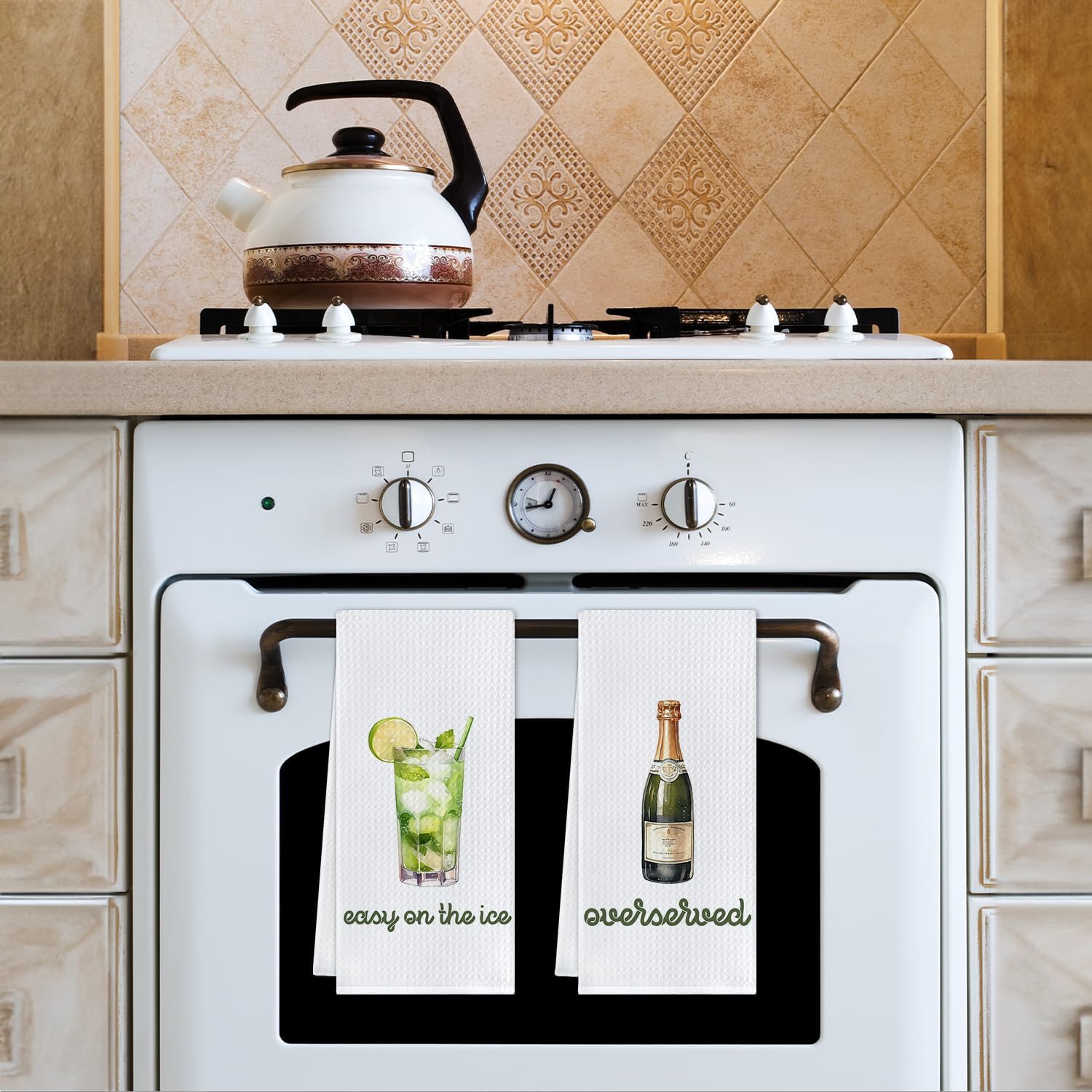 Trendy Champagne Cocktail Kitchen Towels, Gifts for Champagne Lovers Dish Tea Towels for Kitchen, Martini Mojito Cocktail Lover Gifts Decorative Hand Towel for Bar Cart, 16x24 Inch Set of 4 - Image 5