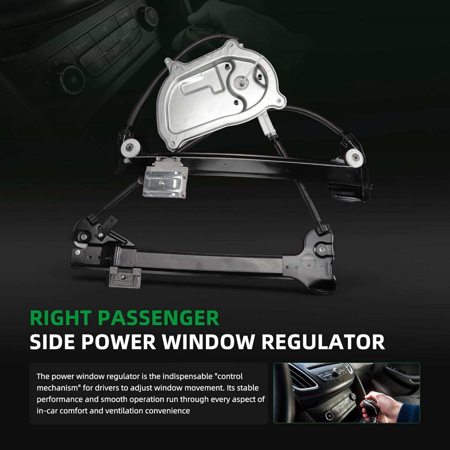 Front Right Passenger Side Power Window Regulator 1Y0837462J Fit for Volkswagen Beetle 1.8L 1.9 2.0 2.5 L 2003-2010 Replace for 1Y0837462F, 1Y0837462B