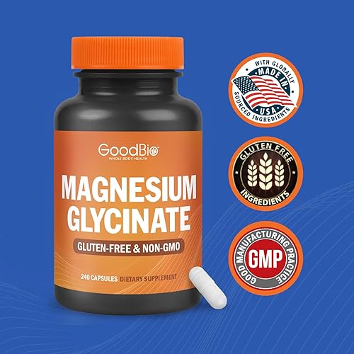 Miniatura 5 de Glicinato de magnesio  Suplemento de magnesio de alta absorción de 500 mg por porción para aliviar el estrés, el sueño, la salud del corazón y los