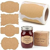 SallyFashion 200pc Kraft Gift Tags Stickers - 2x3 Inch Writable Self-Adhesive Labels for Jars, Presents, Canning & DIY Crafts