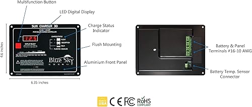 Miniatura 4 de Controlador de carga solar SC30 30A PWM con pantalla, totalmente programable para baterías de plomo-ácido o litio