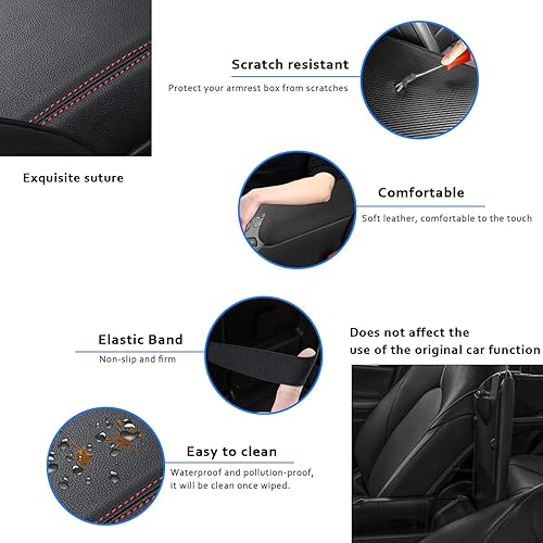 Miniatura 4 de Funda para reposabrazos de consola central de automóvil para Camry 2018-2020 2021 2022 2023, de piel, antiarañazos, funda de asiento, protector de