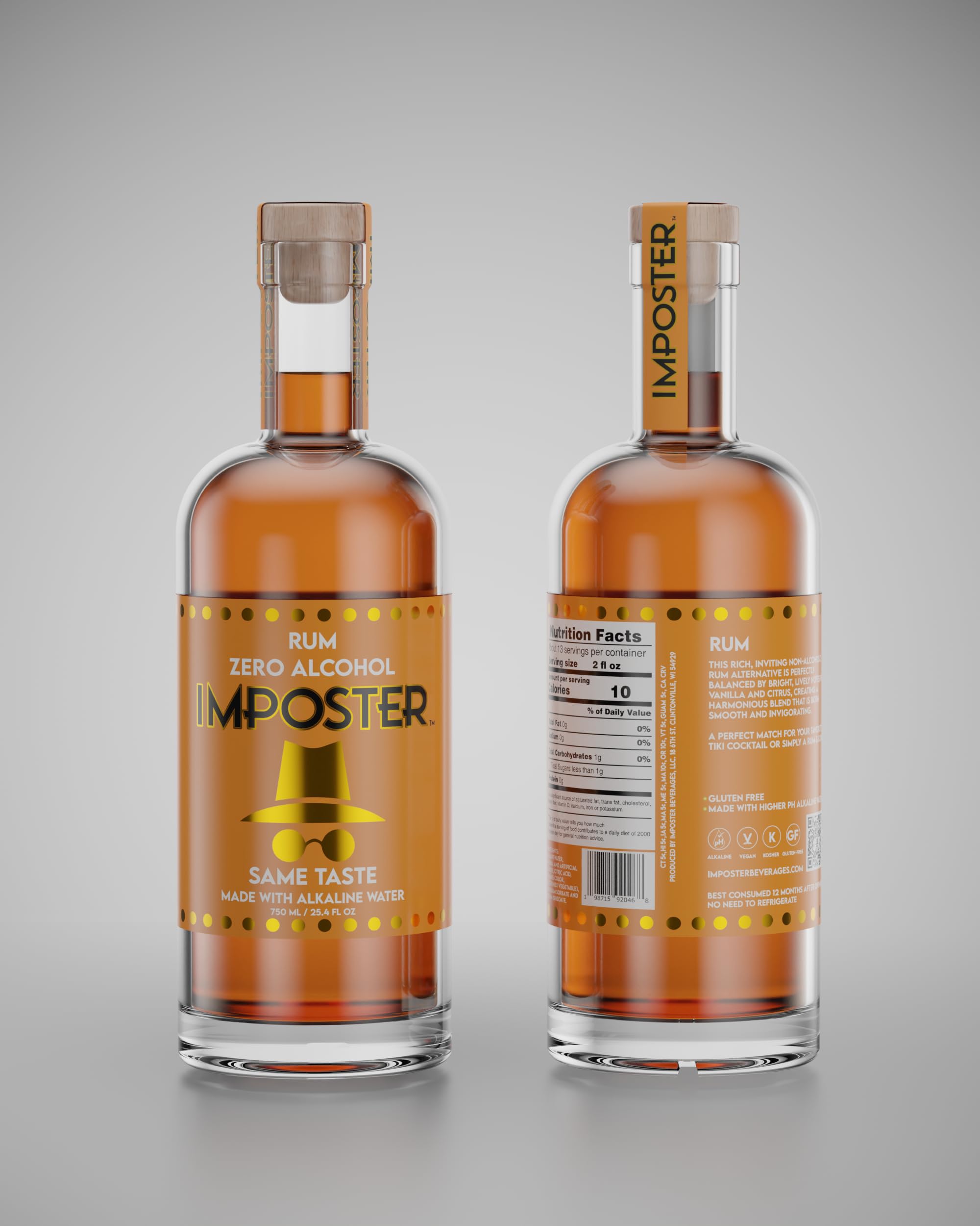 IMPOSTER 90 Pts Tasting Panel Non-Alcoholic Rum - Alcohol-Free Rum Alternative, 0.0% ABV Spirit for Mocktails & Cocktails, Sober Curious & Mindful Drinking, Caribbean Flavor, 750ml Bottle