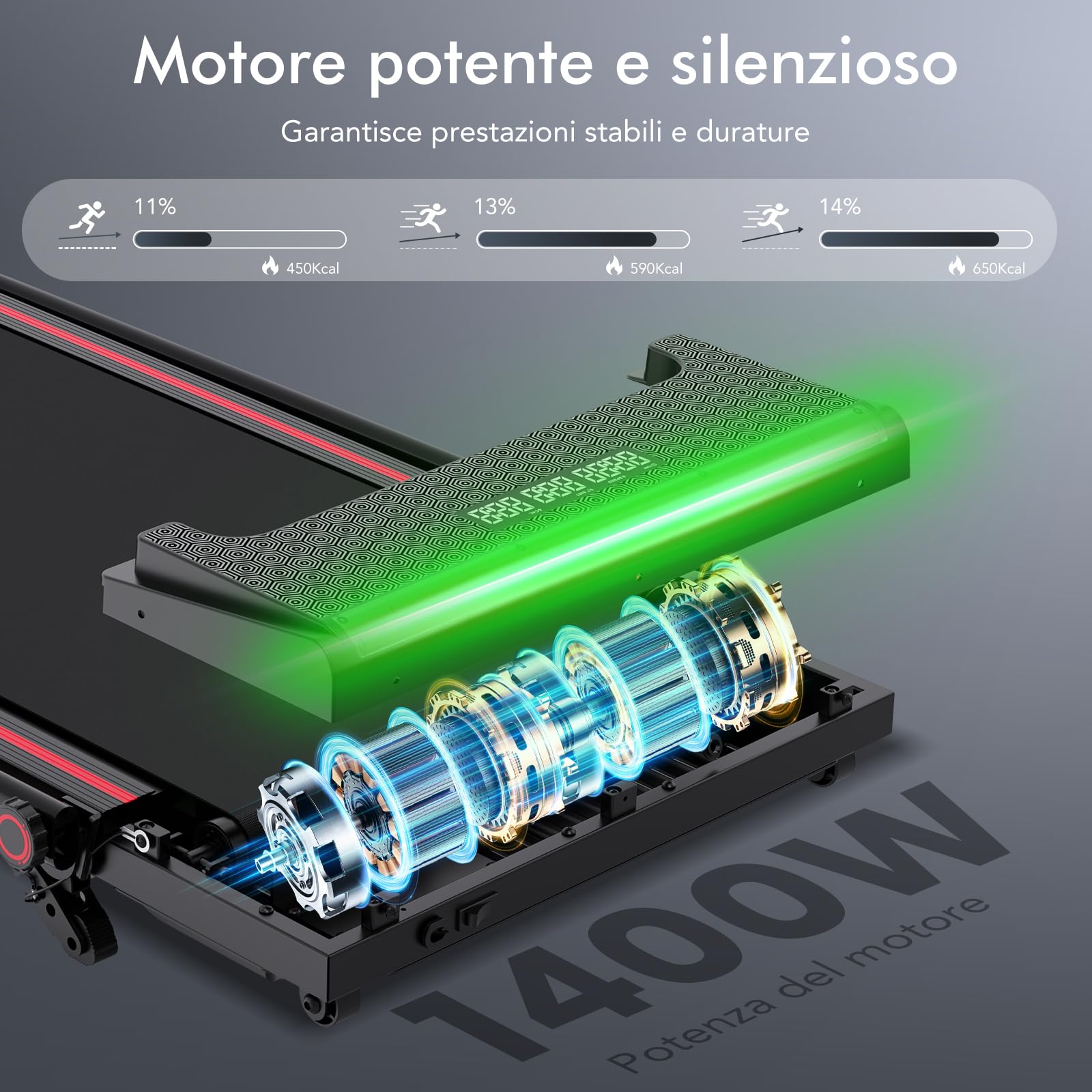 Tapis Roulant Pieghevole, 1400W Tapis Roulant Elettrico con Inclinazione 3 Livelli, Telecomando, Maniglie e Display LED, Schermo LCD, Tappeto per Corsa Compatto per Casa e Ufficio