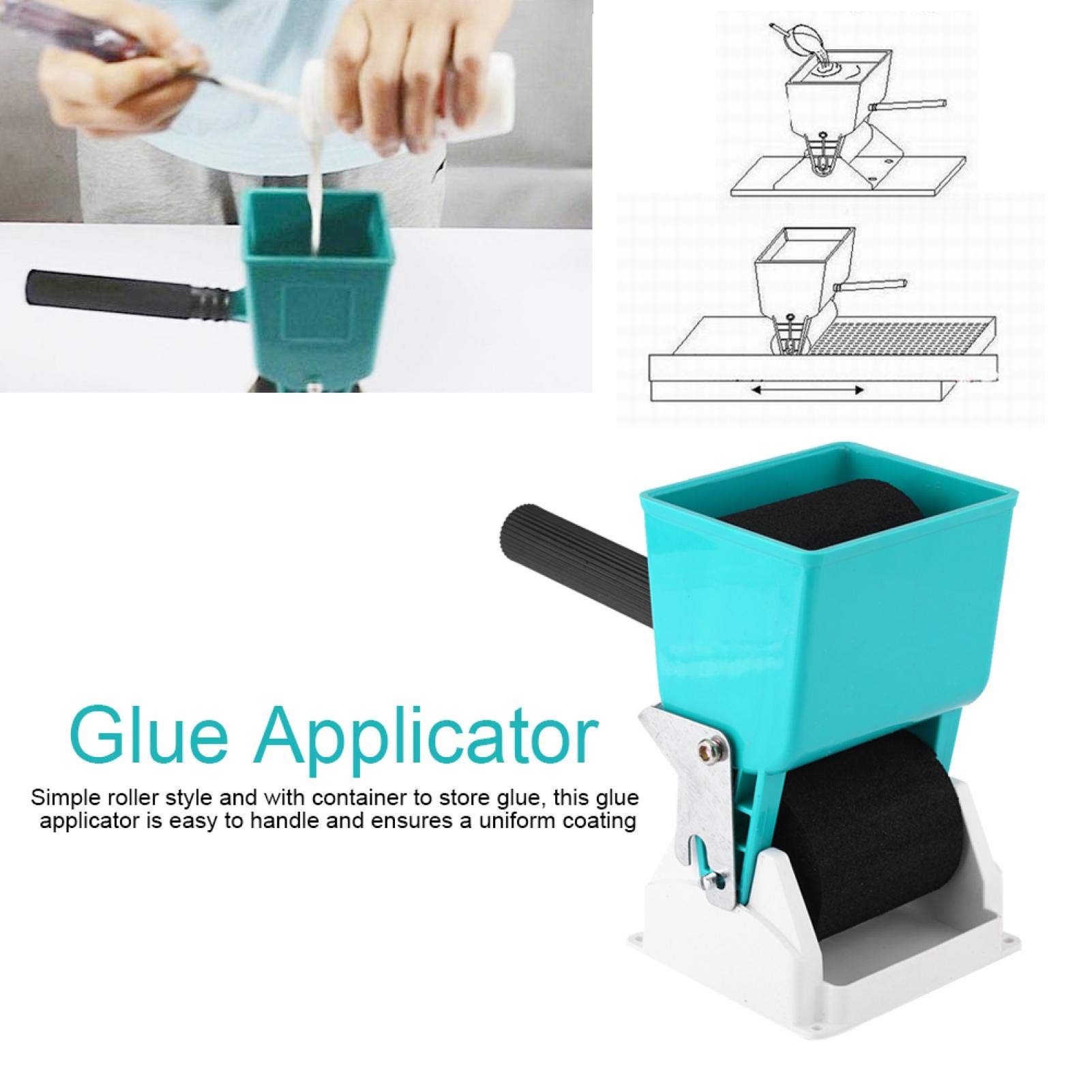 Aplicador de Pegamento de Mano Portátil, Rodillo Adhesivo Manual, Esparcidor de Pegamento de Carpintero, Dispensador, Encolador para Carpintería(3 inch with switch control flow)